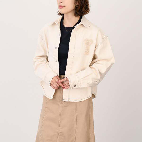 AMI PARIS AMI DE COEUR アミパリス Ami de Coeur カラーコットンツイル クロップド シャツ