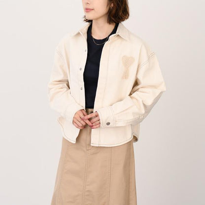 AMI PARIS AMI DE COEUR アミパリス Ami de Coeur カラーコットンツイル クロップド シャツ
