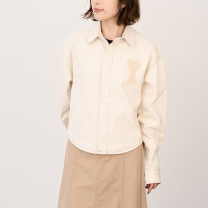 AMI PARIS AMI DE COEUR アミパリス Ami de Coeur カラーコットンツイル クロップド シャツ