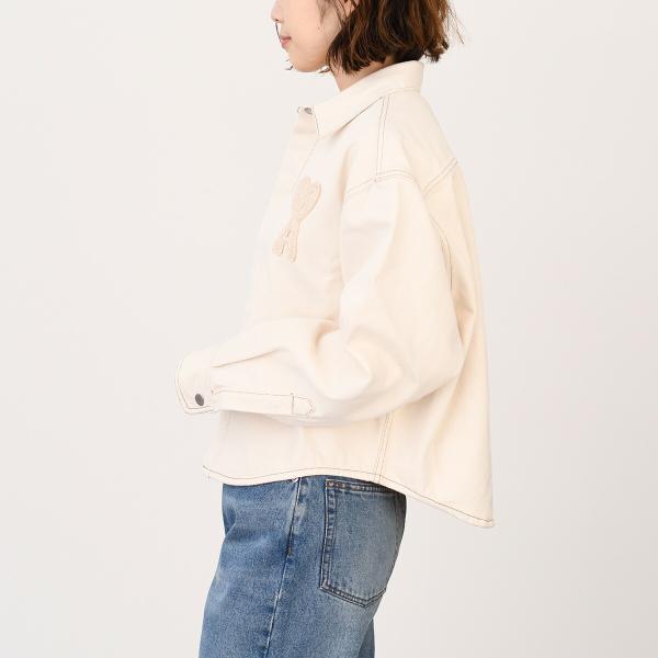 AMI PARIS AMI DE COEUR アミパリス Ami de Coeur カラーコットンツイル クロップド シャツ