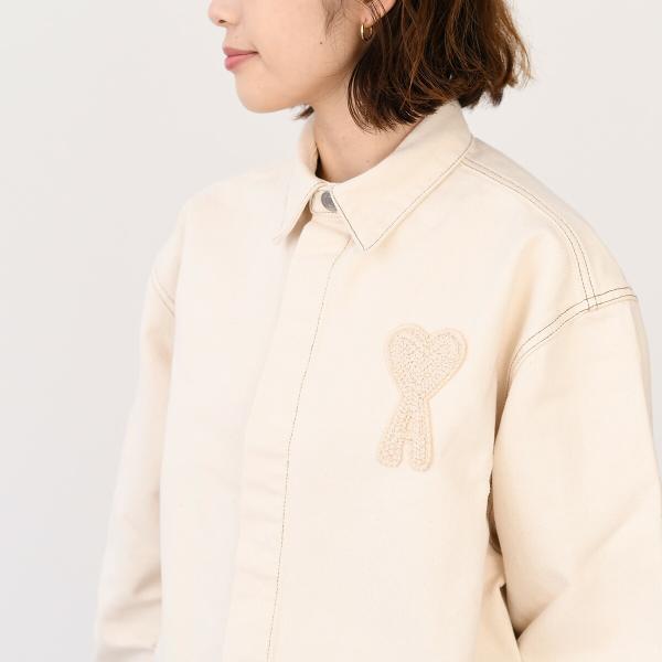 AMI PARIS AMI DE COEUR アミパリス Ami de Coeur カラーコットンツイル クロップド シャツ