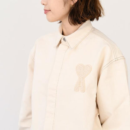 AMI PARIS AMI DE COEUR アミパリス Ami de Coeur カラーコットンツイル クロップド シャツ