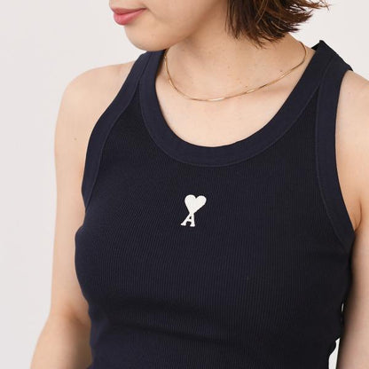AMI PARIS Ami de Coeur コットンリブ タンクトップ