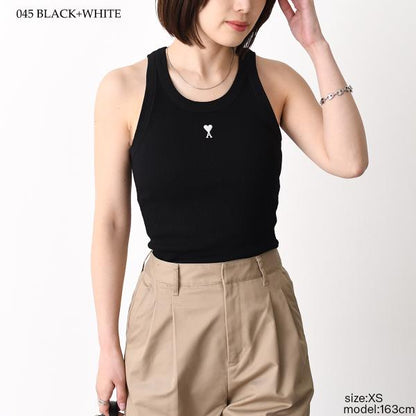 AMI PARIS Ami De Coeur コットンリブ タンクトップ