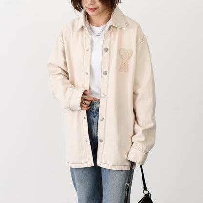 AMI PARIS AMI DE COEUR アミパリス Ami de Coeur カラーコットンツイル オーバーシャツ