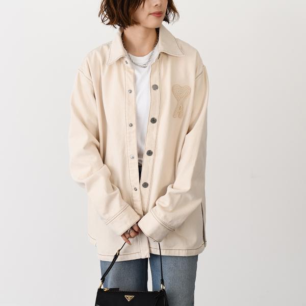 AMI PARIS AMI DE COEUR アミパリス Ami de Coeur カラーコットンツイル オーバーシャツ