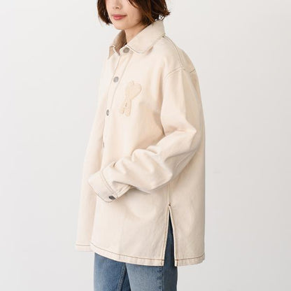 AMI PARIS AMI DE COEUR アミパリス Ami de Coeur カラーコットンツイル オーバーシャツ