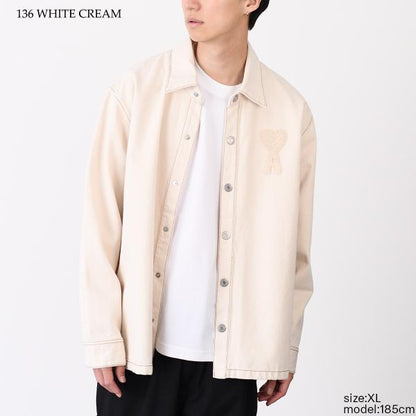 AMI PARIS AMI DE COEUR アミパリス Ami de Coeur カラーコットンツイル オーバーシャツ