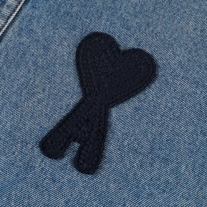 AMI PARIS AMI DE COEUR アミパリス Ami de Coeur ウォッシュドデニム オーバーシャツ