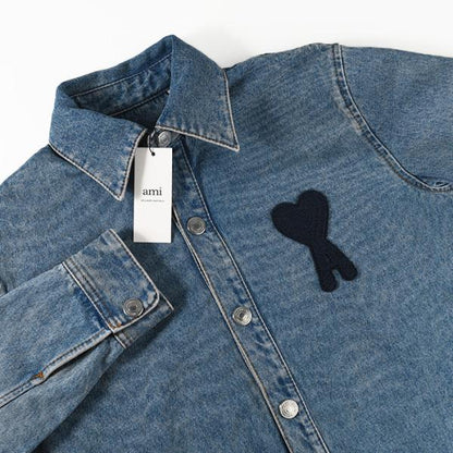 AMI PARIS AMI DE COEUR アミパリス Ami de Coeur ウォッシュドデニム オーバーシャツ
