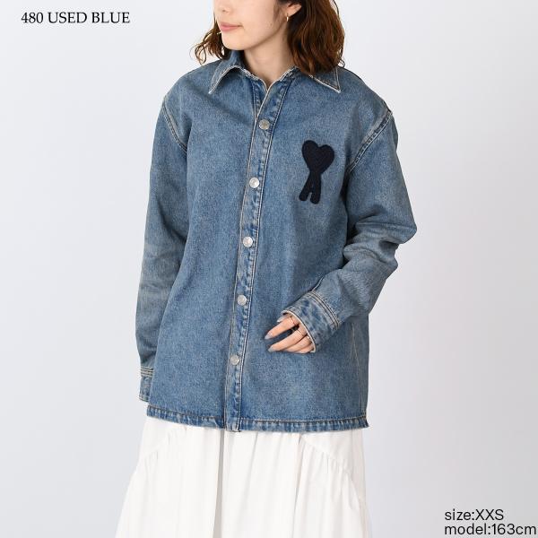 AMI PARIS AMI DE COEUR アミパリス Ami de Coeur ウォッシュドデニム オーバーシャツ