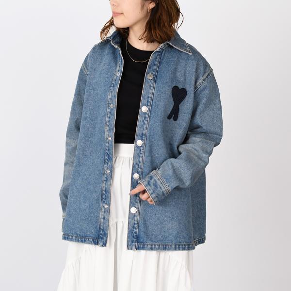 AMI PARIS AMI DE COEUR アミパリス Ami de Coeur ウォッシュドデニム オーバーシャツ