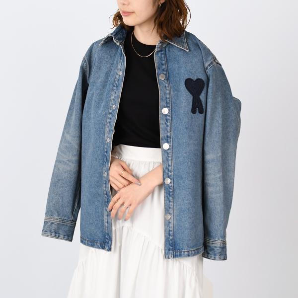 AMI PARIS AMI DE COEUR アミパリス Ami de Coeur ウォッシュドデニム オーバーシャツ