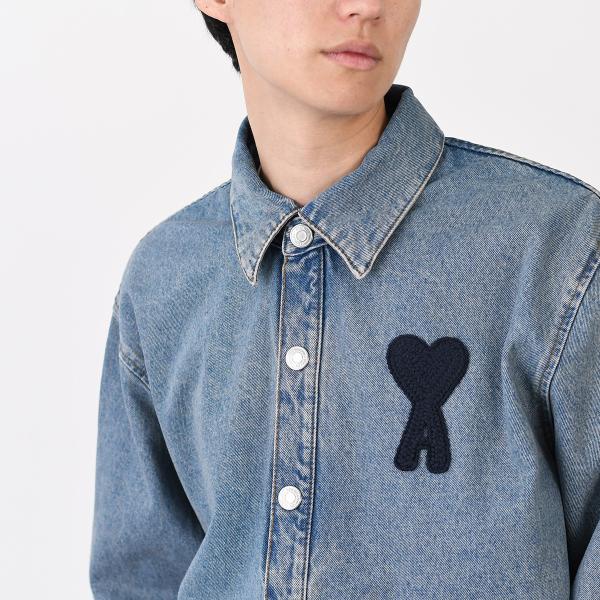 AMI PARIS AMI DE COEUR アミパリス Ami de Coeur ウォッシュドデニム オーバーシャツ
