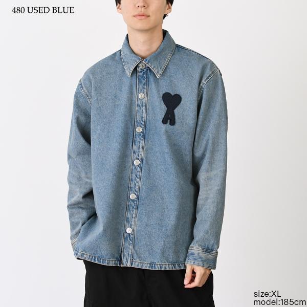 AMI PARIS AMI DE COEUR アミパリス Ami de Coeur ウォッシュドデニム オーバーシャツ