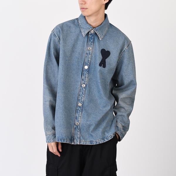 AMI PARIS AMI DE COEUR アミパリス Ami de Coeur ウォッシュドデニム オーバーシャツ