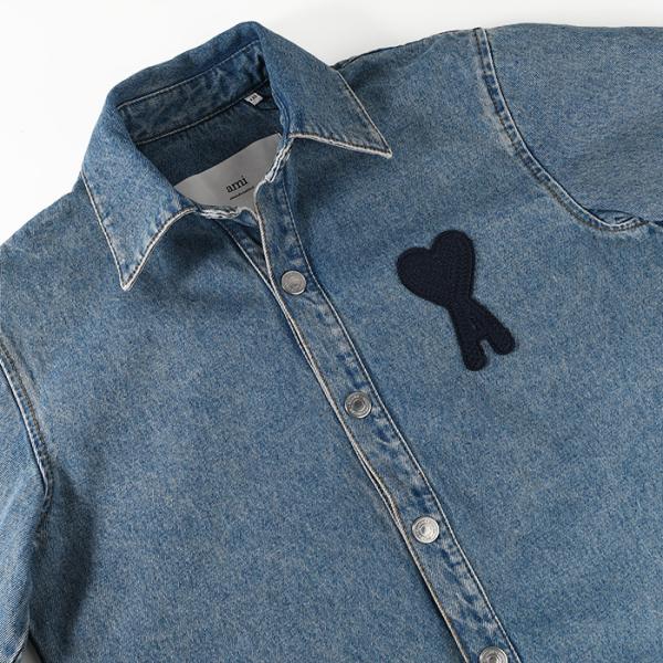 AMI PARIS AMI DE COEUR アミパリス Ami de Coeur ウォッシュドデニム オーバーシャツ