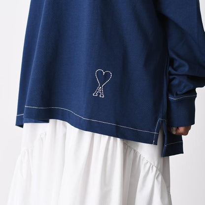AMI PARIS Ami De Coeur コットンジャージー ロングスリーブ ポロシャツ