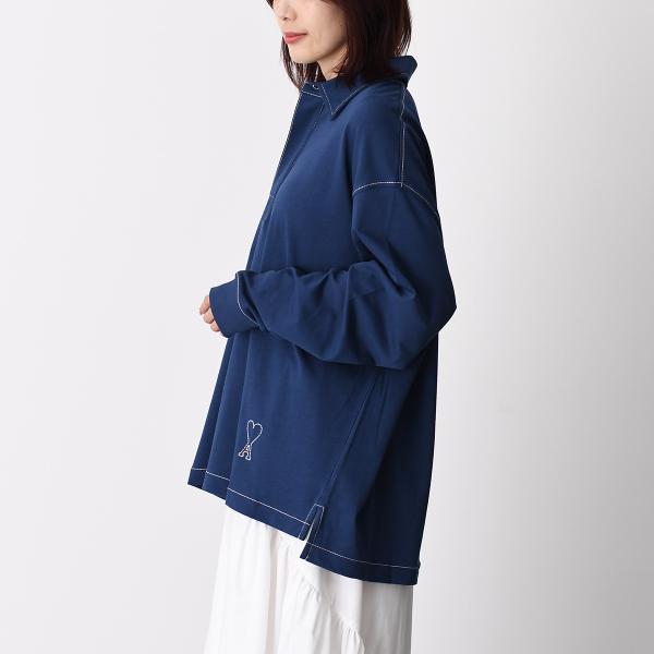 AMI PARIS Ami De Coeur コットンジャージー ロングスリーブ ポロシャツ
