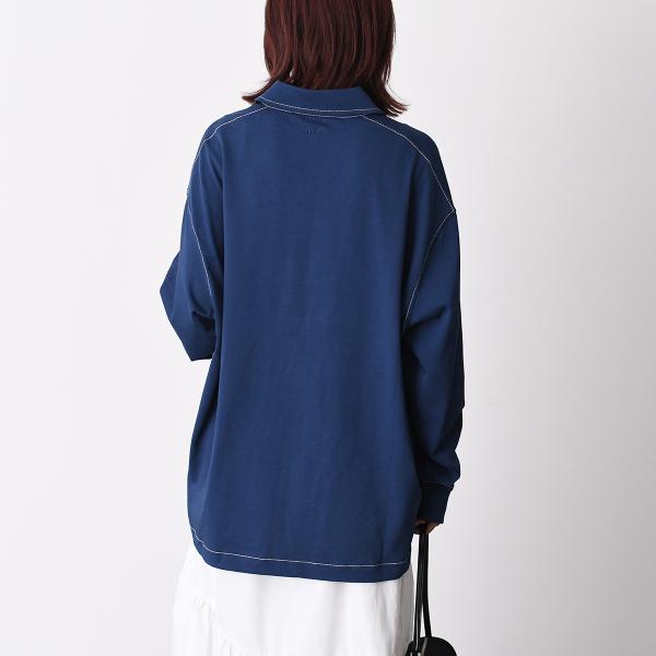 AMI PARIS Ami De Coeur コットンジャージー ロングスリーブ ポロシャツ