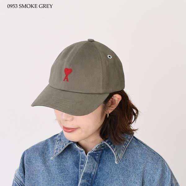 AMI PARIS AMI DE COEUR アミパリス Ami de Coeur エンブロイダリー ピーチエフェクト コットンギャバジン キャップ
