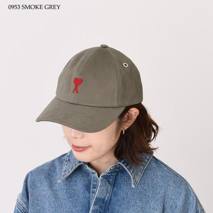 AMI PARIS AMI DE COEUR アミパリス Ami de Coeur エンブロイダリー ピーチエフェクト コットンギャバジン キャップ