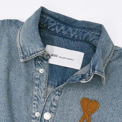 AMI PARIS Ami De Coeur ウォッシュドデニム オーバーシャツ