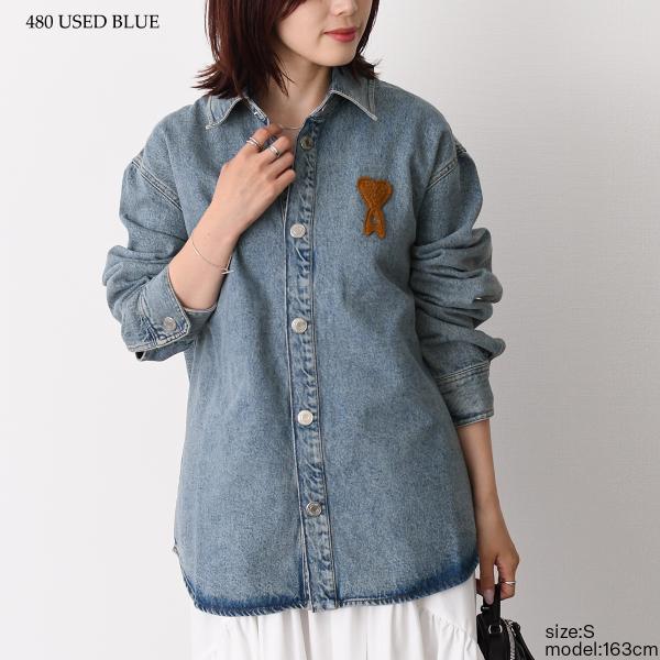 AMI PARIS Ami De Coeur ウォッシュドデニム オーバーシャツ