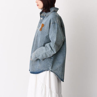 AMI PARIS Ami De Coeur ウォッシュドデニム オーバーシャツ