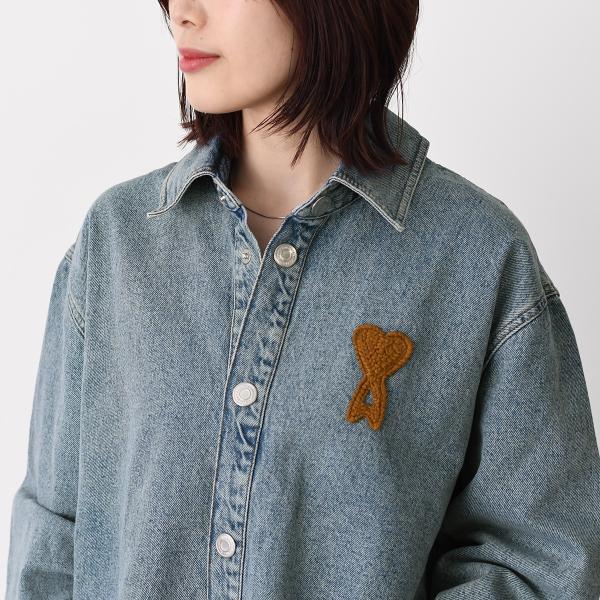 AMI PARIS Ami De Coeur ウォッシュドデニム オーバーシャツ