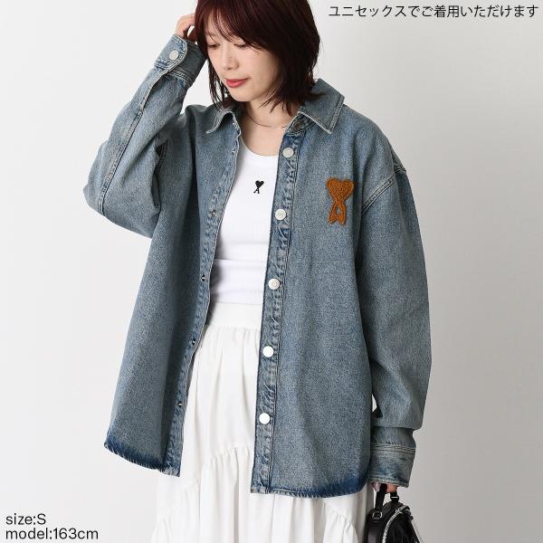 AMI PARIS Ami De Coeur ウォッシュドデニム オーバーシャツ