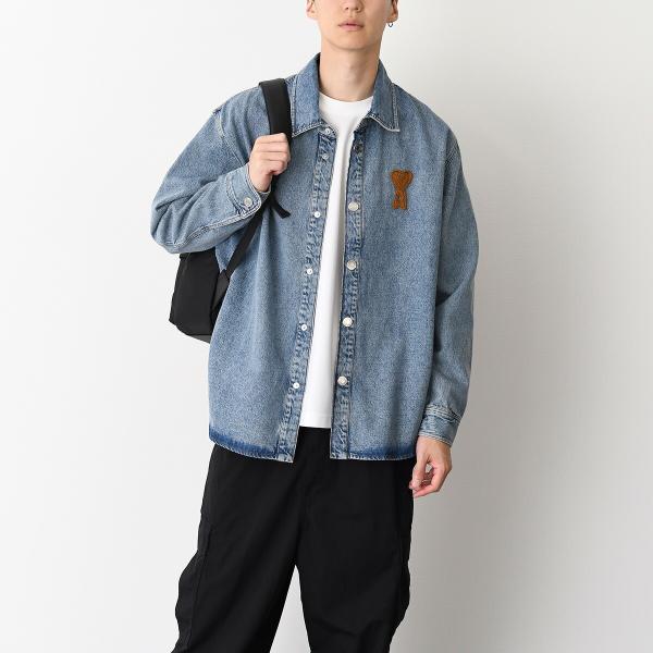AMI PARIS Ami De Coeur ウォッシュドデニム オーバーシャツ