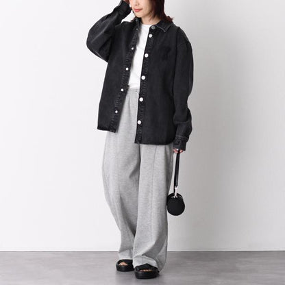 AMI PARIS Ami De Coeur ユーズドブラックドデニム オーバーシャツ