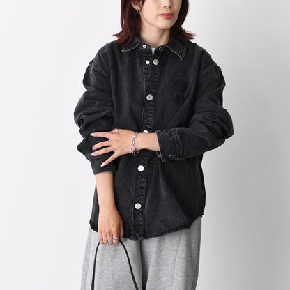 AMI PARIS Ami De Coeur ユーズドブラックドデニム オーバーシャツ