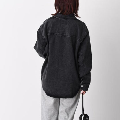 AMI PARIS Ami De Coeur ユーズドブラックドデニム オーバーシャツ