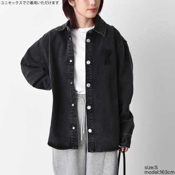 AMI PARIS Ami De Coeur ユーズドブラックドデニム オーバーシャツ