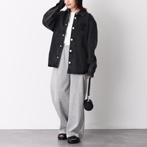 AMI PARIS Ami De Coeur ユーズドブラックドデニム オーバーシャツ