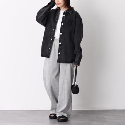AMI PARIS Ami De Coeur ユーズドブラックドデニム オーバーシャツ