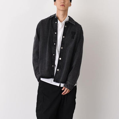 AMI PARIS Ami De Coeur ユーズドブラックドデニム オーバーシャツ