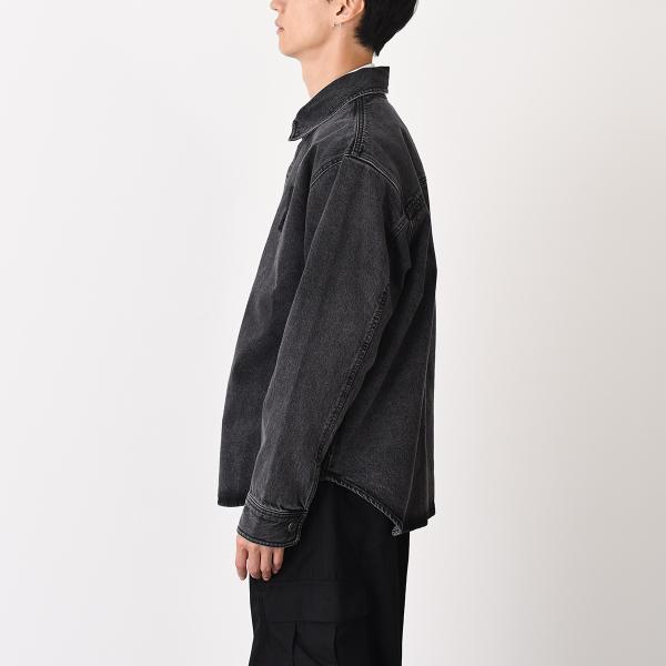 AMI PARIS Ami De Coeur ユーズドブラックドデニム オーバーシャツ