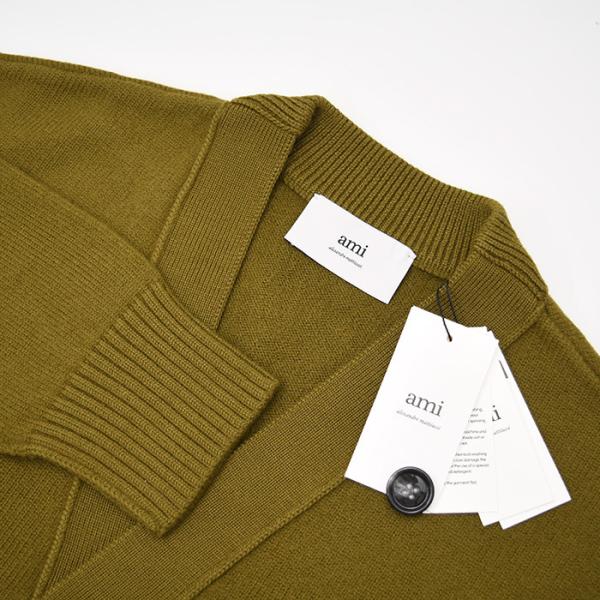 AMI PARIS Ami De Coeur Merino Wool Felt Knit Cardigan 