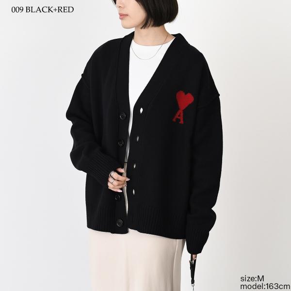AMI PARIS Ami De Coeur Merino Wool Felt Knit Cardigan 