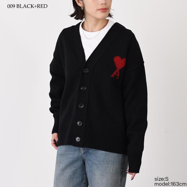 AMI PARIS Ami De Coeur Merino Wool Felt Knit Cardigan 