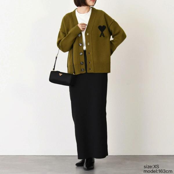 AMI PARIS Ami De Coeur Merino Wool Felt Knit Cardigan 