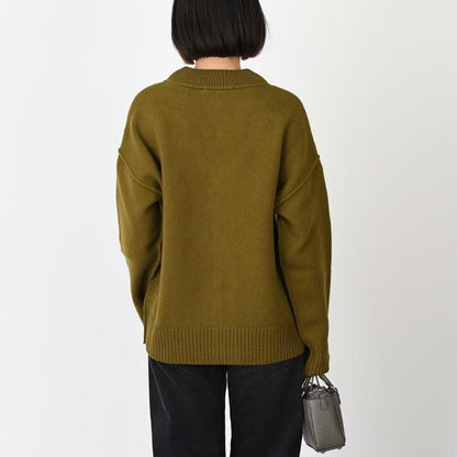 AMI PARIS Ami De Coeur Merino Wool Felt Knit Cardigan 