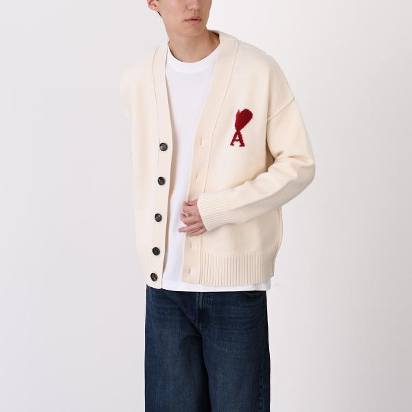 AMI PARIS AMI DE COEUR アミパリス Ami De Coeur メリノウールフェルトニット カーディガン