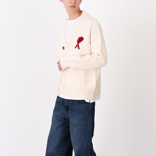 AMI PARIS AMI DE COEUR アミパリス Ami De Coeur メリノウールフェルトニット カーディガン