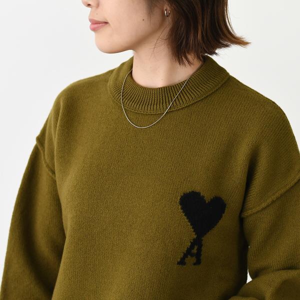 AMI PARIS AMI DE COEUR アミパリス Ami De Coeur クルーネック メリノウールフェルトニット セーター