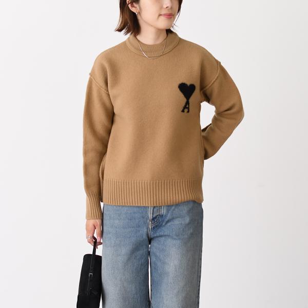 AMI PARIS AMI DE COEUR アミパリス Ami De Coeur クルーネック メリノウールフェルトニット セーター