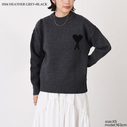 AMI PARIS AMI DE COEUR アミパリス Ami De Coeur クルーネック メリノウールフェルトニット セーター